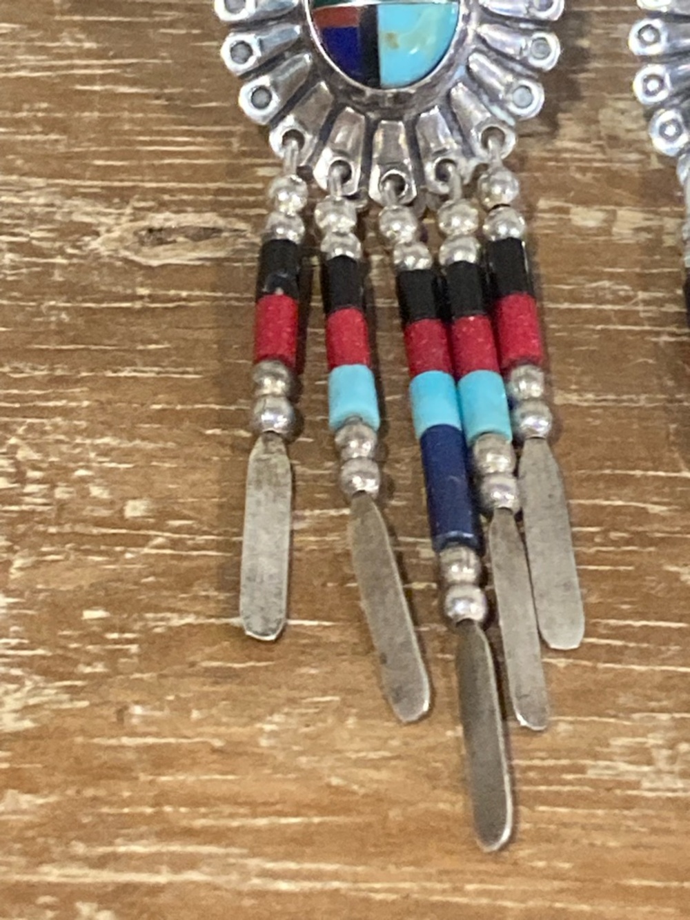 Southwestern Style Inlay Earrings QT Sterling Silver Quoc - Picture 11 of 12